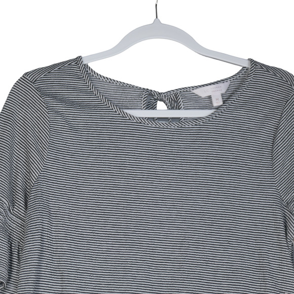 LC Lauren Conrad Knit Top Women Medium Black White Striped Bell Sleeve NWT - Picture 3 of 10